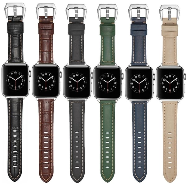 Apple Watch Series 8 (45mm) / Watch Ultra ægte læderrem - Krokodille Tekstur / Sort