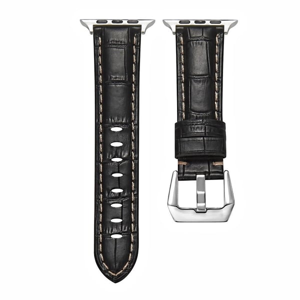 Apple Watch Series 8 (45mm) / Watch Ultra ægte læderrem - Krokodille Tekstur / Sort