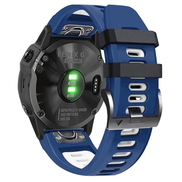 22mm silikonihihna Amazfit / Garmin ja Coros kellolle - Keskiyön Sininen / Valkoinen