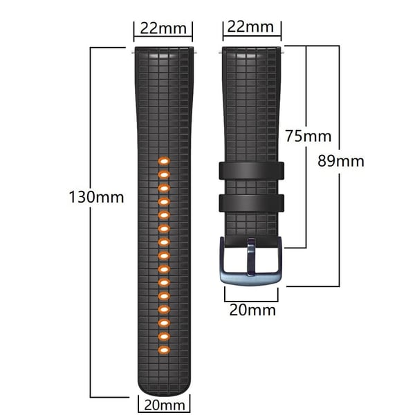 22mm Universal grid -tekstuuri silikonihihnalla - Punainen / Musta