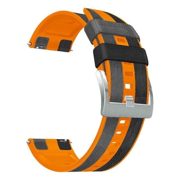 22 mm universal silikonrem i trippel fargestil - Svart / Oransje / Grå 22 mm universal silikonrem i trippel fargestil - Svart / Oransje / Grå