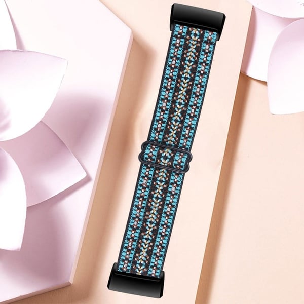 Fitbit Charge 4 / 3 elastisk nylonrem med mönster - Grön Rand