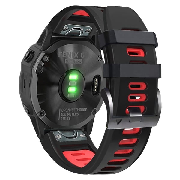 22 mm silikonerem til Amazfit-, Garmin- og Coros-ure - Sort / Rød