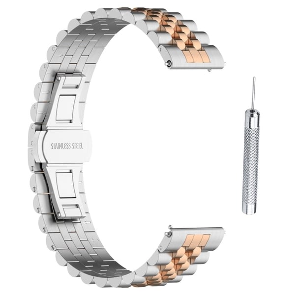 Garmin Forerunner 265S / 255S / Venu 2S / Vivoactive 4S rustfritt stålrem - Sølv / Rose Gull