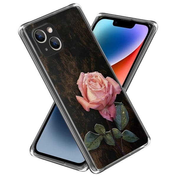 iPhone 14 Plus blødt, fleksibelt mobil cover med mønsterudskrivning - Lyserød