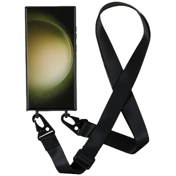 Tynt TPU-deksel med matt finish og justerbar stropp til Samsung Galaxy S23 Ultra - Svart