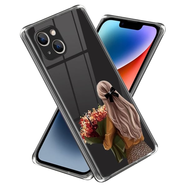 Deco iPhone 14 Plus Suojakotelo - Girl With Flower / Right