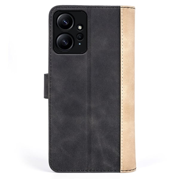 To-farvet Xiaomi Redmi Note 12 læderetui - Sort