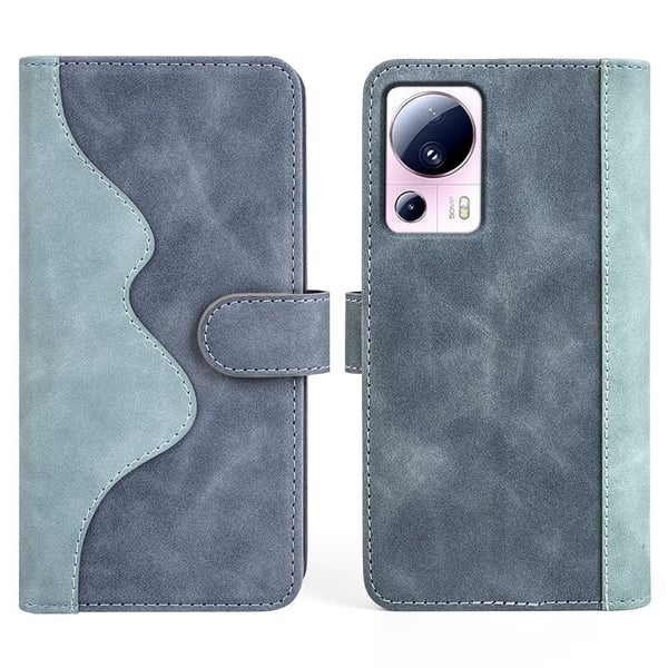 Tofarget lærdeksel for Xiaomi Civi 2 / Xiaomi 13 Lite - Blå Tofarget lærdeksel for Xiaomi Civi 2 / Xiaomi 13 Lite - Blå