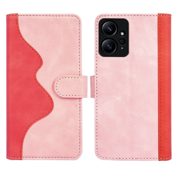 Tvåfärgat Xiaomi Redmi Note 12 fodral i läder - Rosa