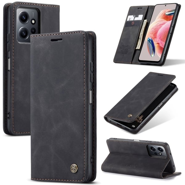 CaseMe Xiaomi Redmi Note 12 Vintage Etui - Svart
