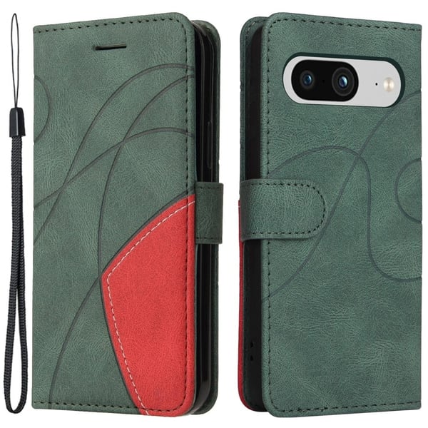 Teksturoitu nahkakotelo hihnalla Google Pixel 8 - Vihreä