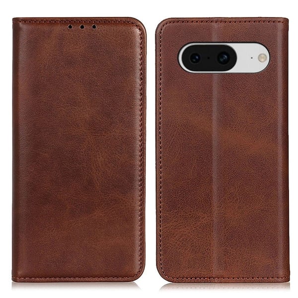 Lompakko-style Aitoa Nahkaa Läppäkotelo For Google Pixel 8 - Kahvi