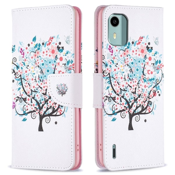 Wonderland Nokia C12 Plus / C12 / C12 Pro Flip Etui - Blomst Træ