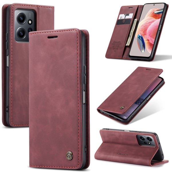CaseMe vintage Xiaomi Redmi Note 12 fodral - Röd CaseMe vintage Xiaomi Redmi Note 12 fodral - Röd