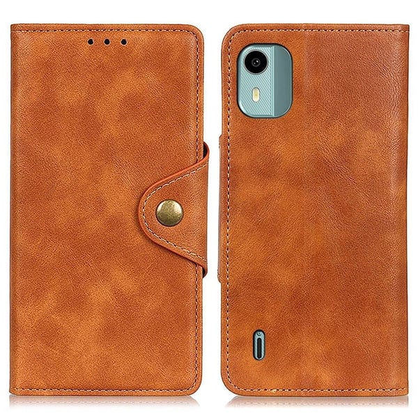 Alpha Nokia C12 Plus / C12 / C12 Pro Flip Etui - Brun
