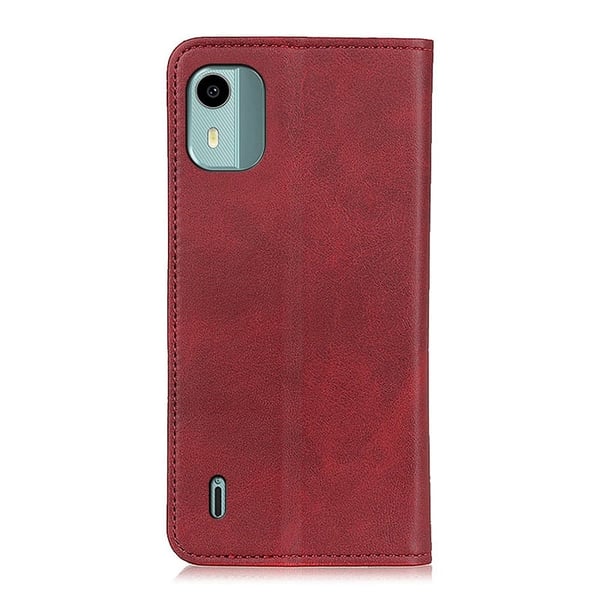 Flip Etui med Pung i Ekte Lær til Nokia C12 Plus / C12 / C12 Pro - Rød