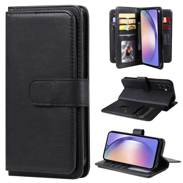 10-slot Lompakko Suojakotelo For Samsung Galaxy A54 - Musta 10-slot Lompakko Suojakotelo For Samsung Galaxy A54 - Musta