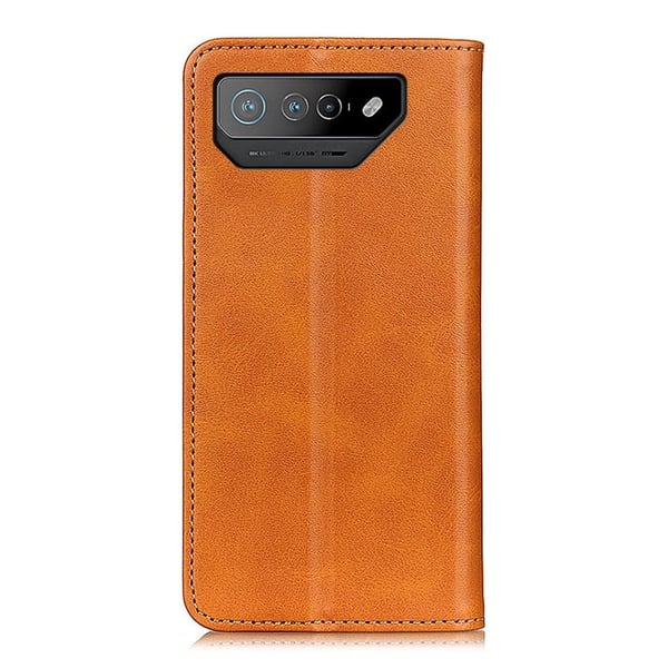 Lompakko-style Aitoa Nahkaa Läppäkotelo For ASUS Rog Phone 7 - Ruskea