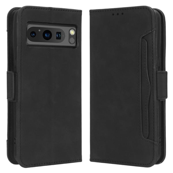 Stilfuldt Læder Etui med Pung til Google Pixel 8 Pro - Sort
