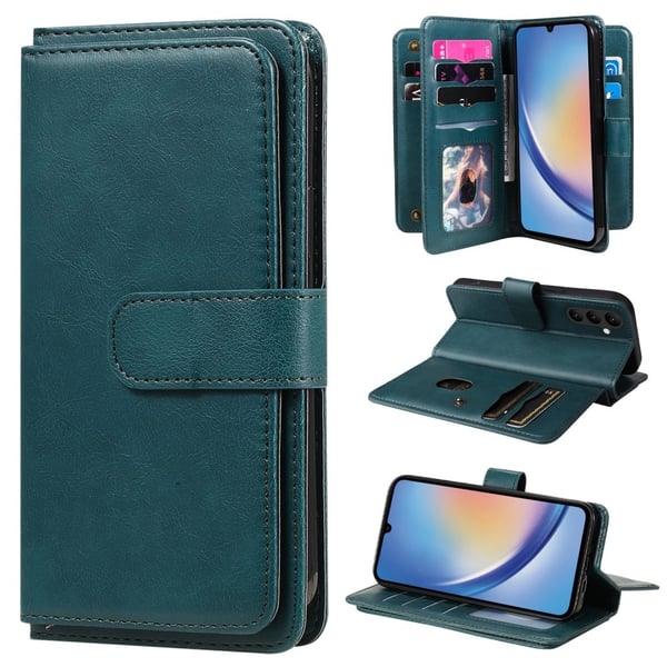 10-slot Lompakko Suojakotelo For Samsung Galaxy A34 5G - Vihreä
