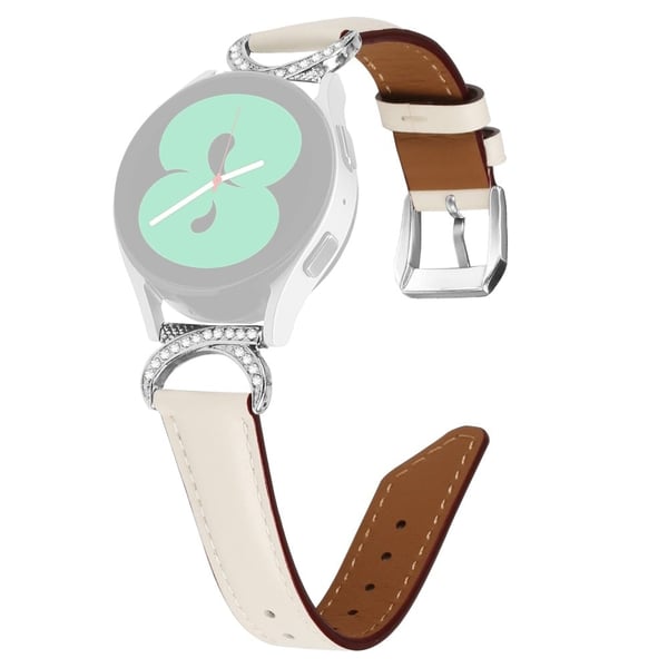 Samsung Galaxy Watch 5 (44 mm) / (40 mm) / 3 (41 mm) skinnrem med kontakt og sølvspenne - Aprikos