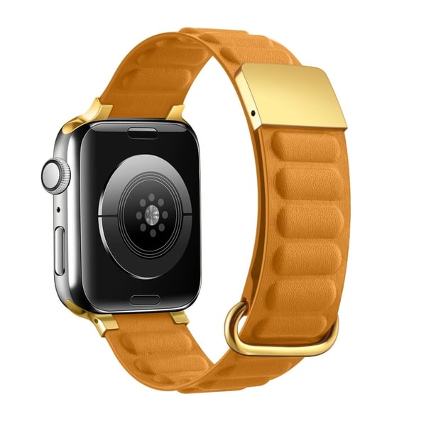 Apple Watch Series 8 (45 mm) / Watch Ultra Rem i ekte skinn - Oransje