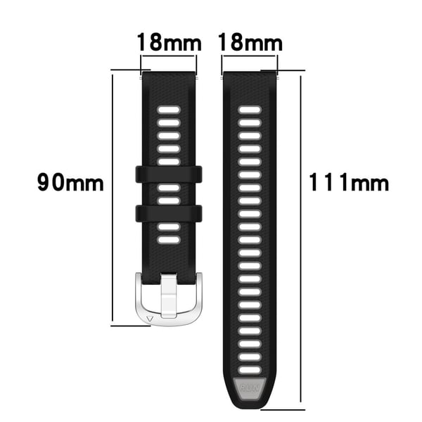 18 mm universal silikonrem med tofarget kryssstripe - Rød / Svart
