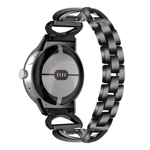 Google Pixel Watch metalrem med rhinestone-dekor - Sort Google Pixel Watch metalrem med rhinestone-dekor - Sort