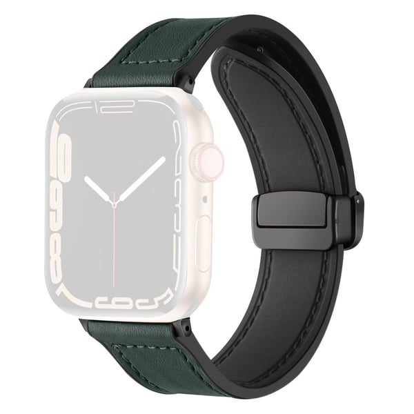 Apple Watch Series 8 (45 mm) / Watch Ultra lær- og silikonrem - Militærgrønn