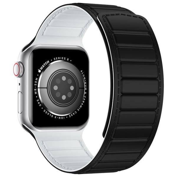 Apple Watch Series 8 (41 mm) silikonrem i to farger - Svart / Hvit