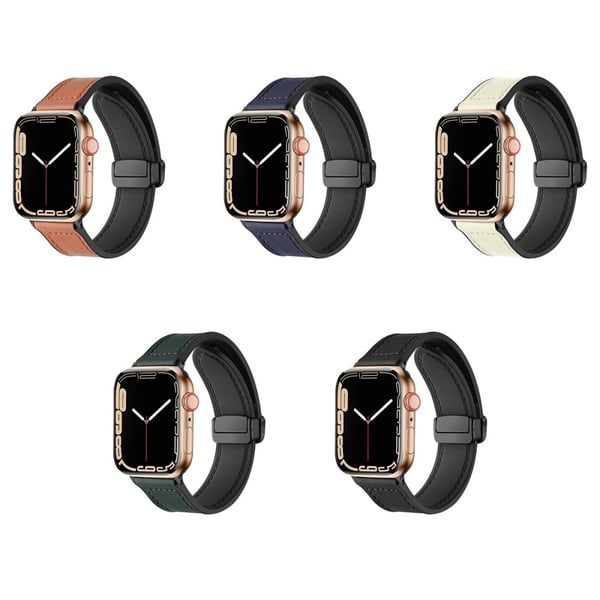 Apple Watch Series 8 (41mm) læder- og silikonerem - Blå
