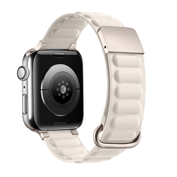 Apple Watch Series 8 (41 mm) Rem i ekte skinn - Stjernelys