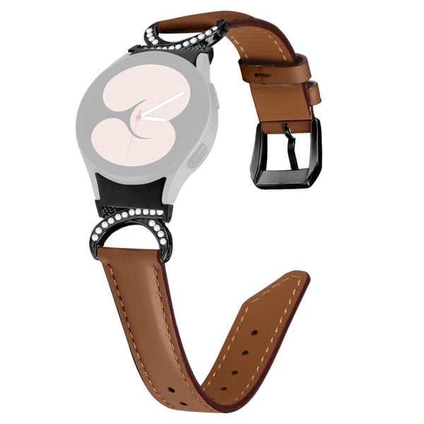 Samsung Galaxy Watch 5 / 4 nahkaranneke liittimellä ja mustalla soljella - Ruskea