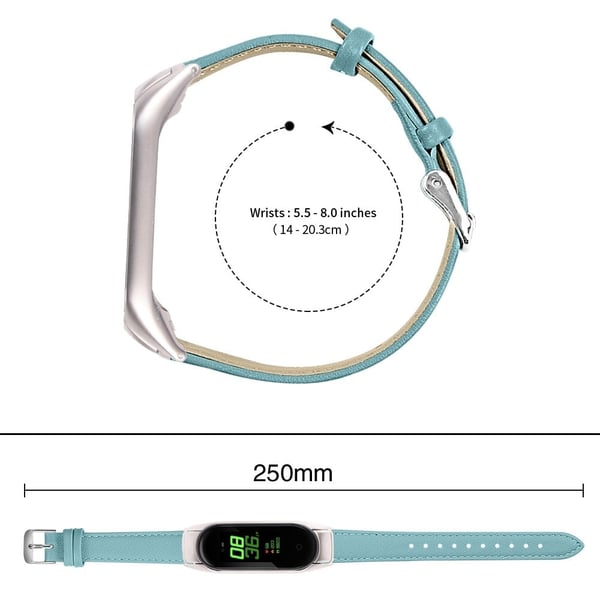 Aito nahkahihna hopeisella suojuksella Xiaomi Smart Band 8:lle - Haze Sininen