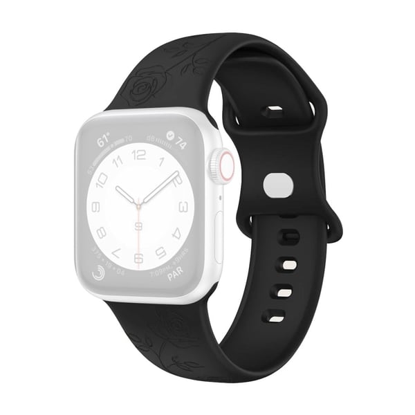 Apple Watch Series 8 (45 mm) silikonerem med indgraveret mønster - Sort