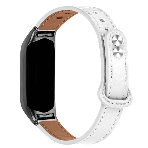 Xiaomi Smart Band 8 Ekte lærrem med svart deksel - Hvit