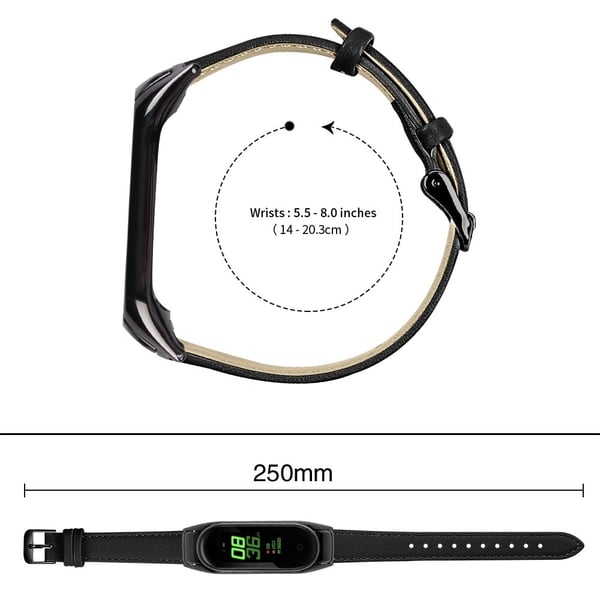Aito nahkahihna mustalla suojuksella Xiaomi Smart Band 8:lle - Musta
