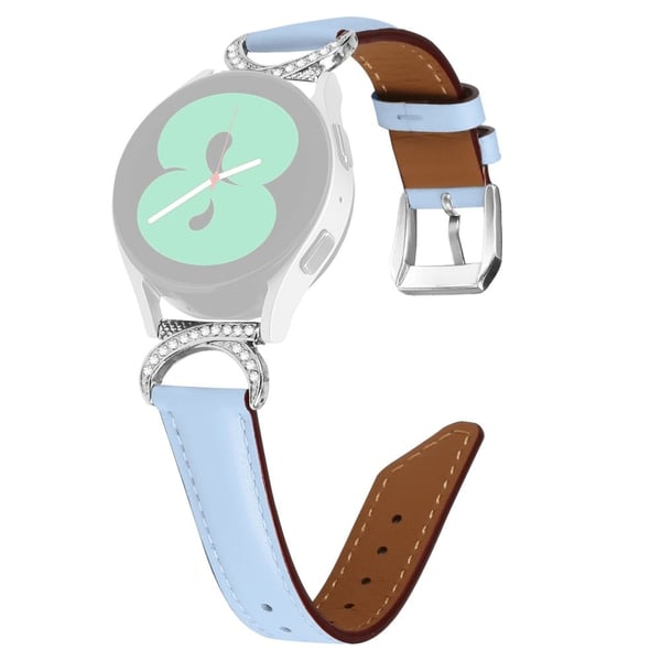 Samsung Galaxy Watch 5 (44mm) / (40mm) / 3 (41mm) nahkaranneke liittimellä ja hopeisella soljella - Sininen
