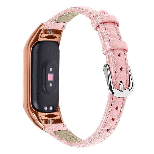 Xiaomi Smart Band 8 Aito nahkaranneke ruusukultaisella suojuksella - Pinkki