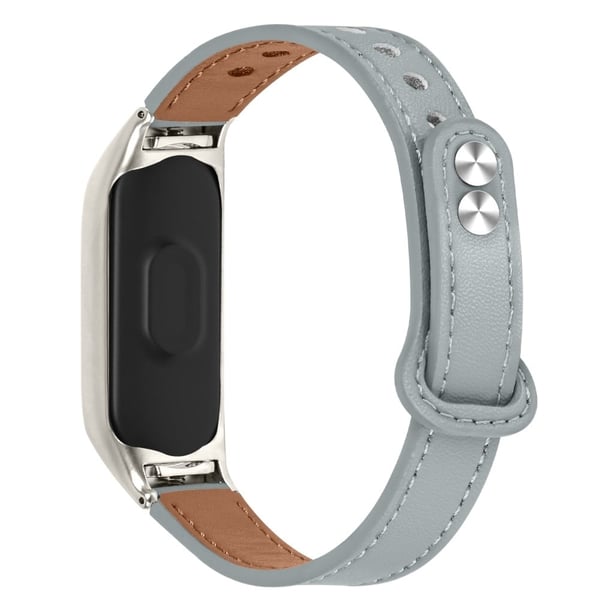 Xiaomi Smart Band 8 Ekte lærrem med sølvfarget deksel - Elefant Grå