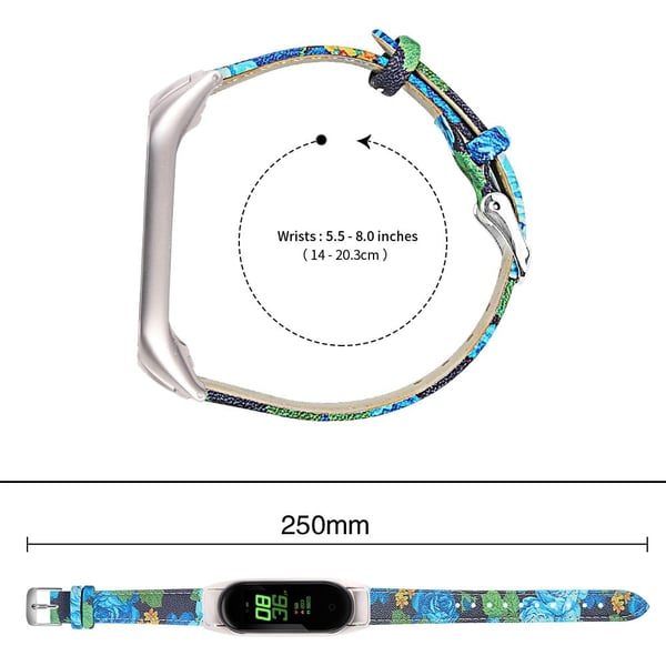 Ægte læderrem med sølvfarvet cover til Xiaomi Smart Band 8 - Blå Rose