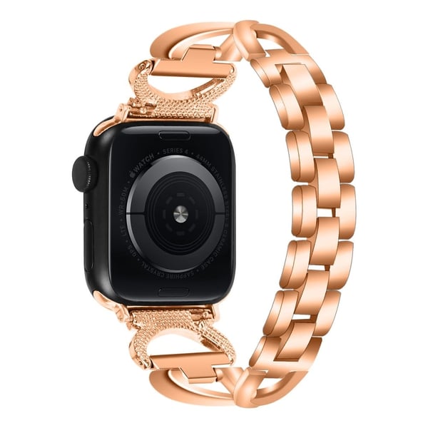 Apple Watch Series 8 (45 mm) / Watch Ultra metallrem med rhinestone-dekor - Rose Gull