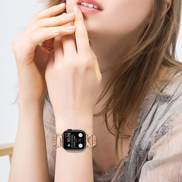 Apple Watch Ultra / 8 (41mm) rhinestone 5-bead metalrem - Rødguld