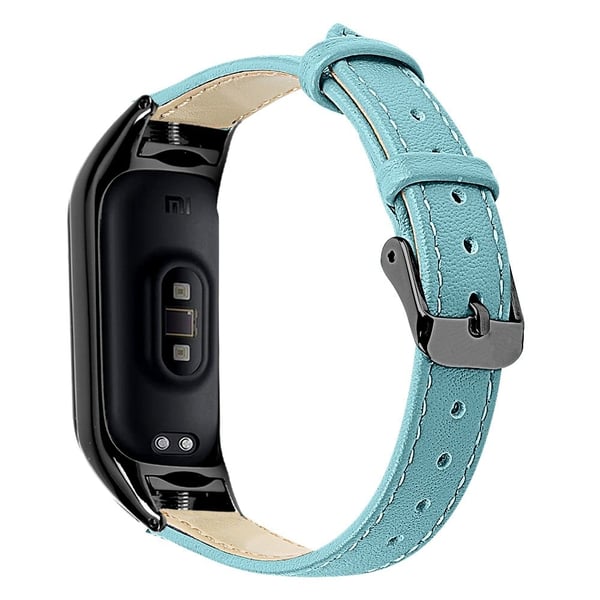 Ægte læderrem med sort cover til Xiaomi Smart Band 8 - Haze Blå Ægte læderrem med sort cover til Xiaomi Smart Band 8 - Haze Blå