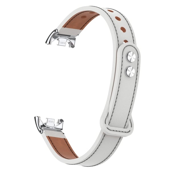 Xiaomi Smart Band 8 Ekte lærrem med kontakt - Hvit