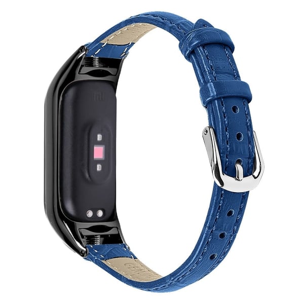 Xiaomi Smart Band 8 Ægte læderrem med sort cover - Blå Xiaomi Smart Band 8 Ægte læderrem med sort cover - Blå