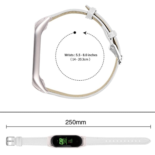 Ægte læderrem med sølvfarvet cover til Xiaomi Smart Band 8 - Hvid