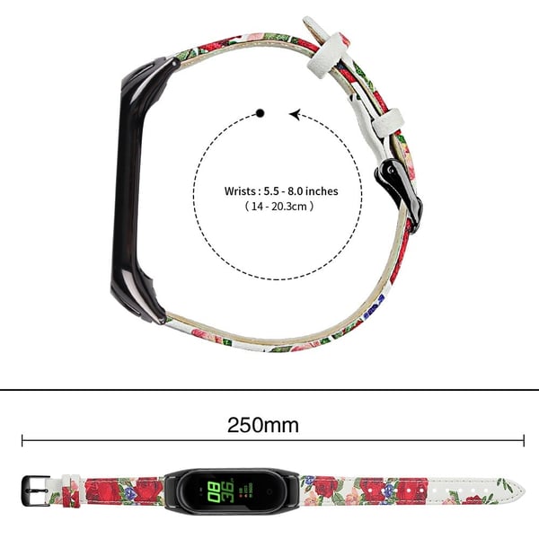 Aito nahkahihna mustalla suojuksella Xiaomi Smart Band 8:lle - Kukkia Sininen Ja Ruusu