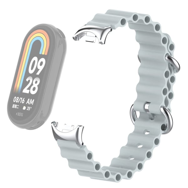 Xiaomi Smart Band 8 silikonrem med kontakt - Grå Xiaomi Smart Band 8 silikonrem med kontakt - Grå